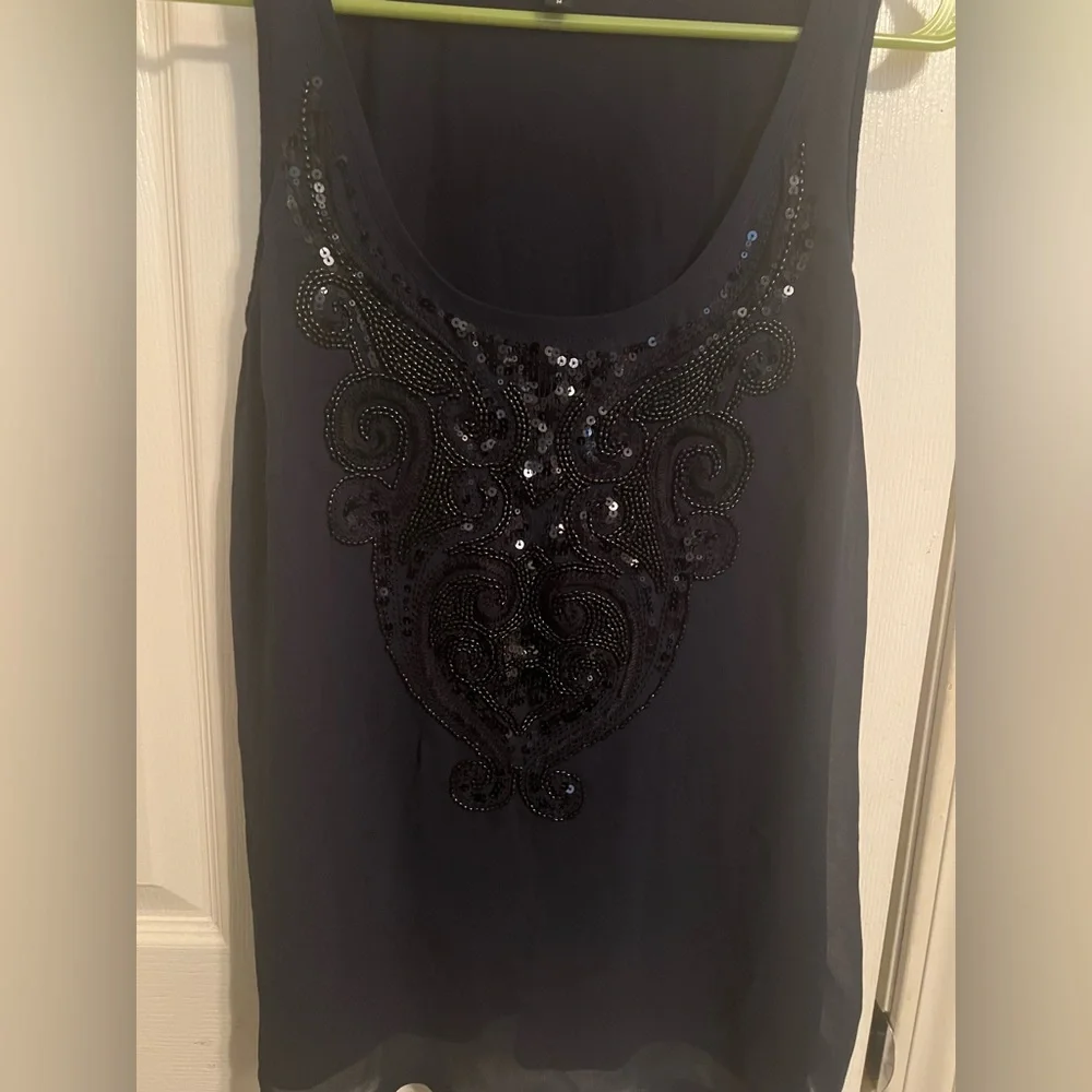 EUC Express Embellished Navy Tank - Picture 2 of 5